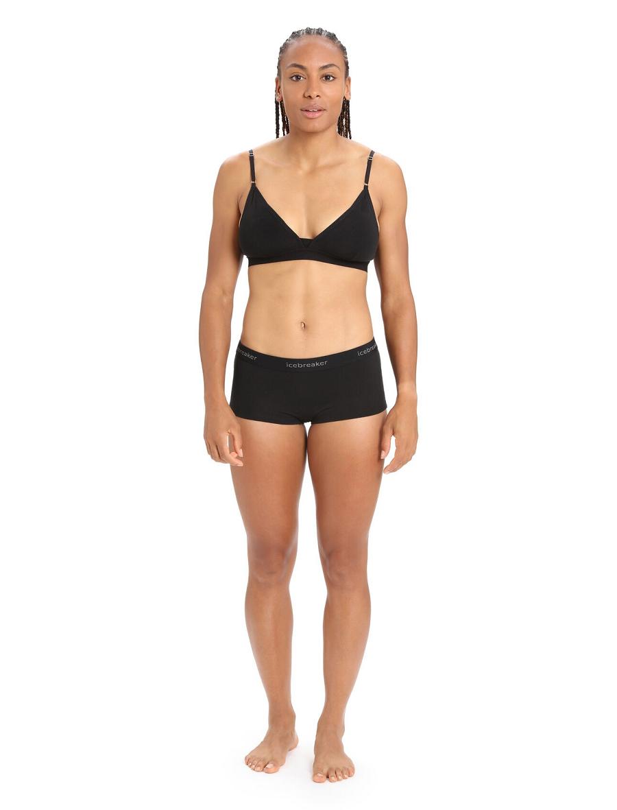 Black Women's Icebreaker Merino 200 Oasis Thermal Boy Shorts Underwear | USA 1685XYUF